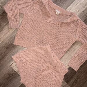 Cozy Pink Knit Sweater Set